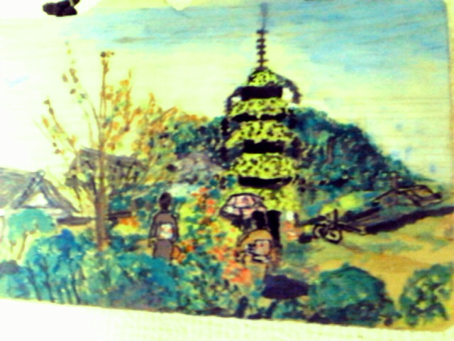 長崎　仙厳園で描いた菊の塔の絵です。
